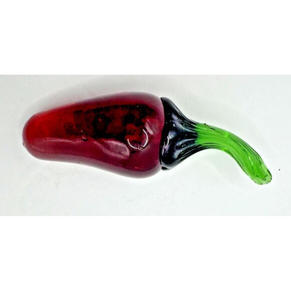 VYG Glass Murano Style Red Jalapeno Chili Pepper Decor 3." Long Hand Blown - Picture 1 of 7